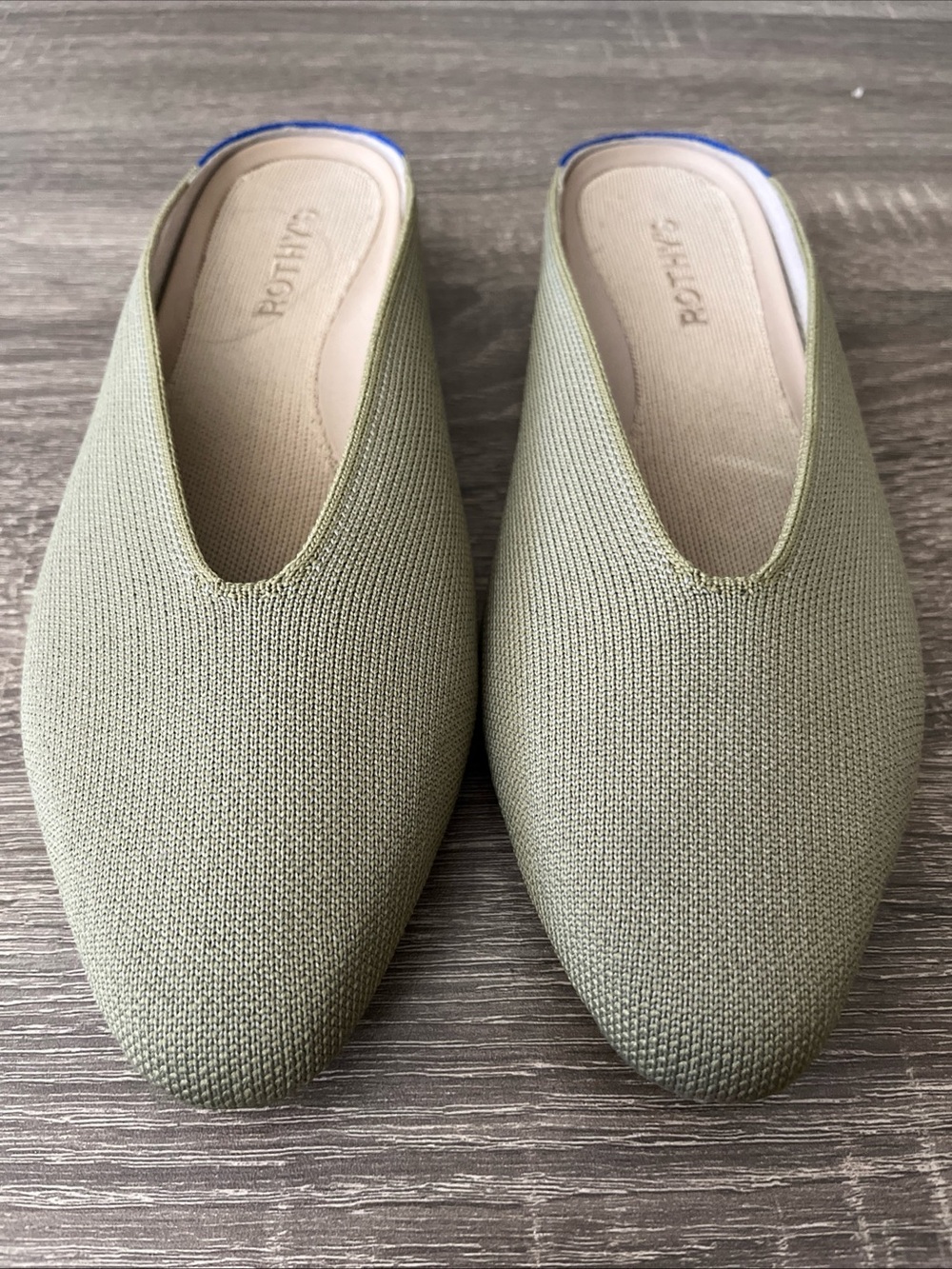 Rothys Women's the Almond Demi Mule Slip-On Shoes, Size 8.5, Cedar Green
